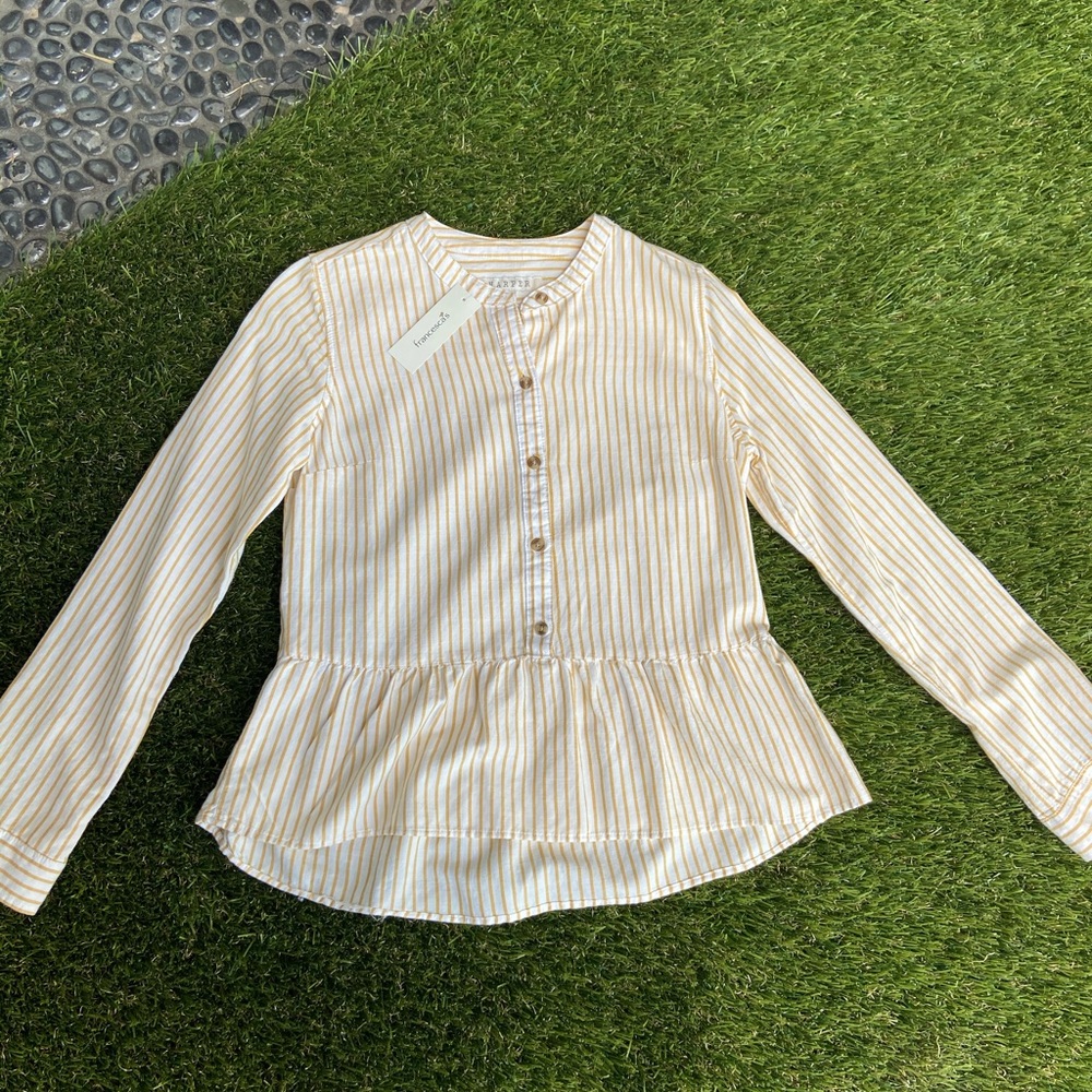 White and yellow long sleeve top